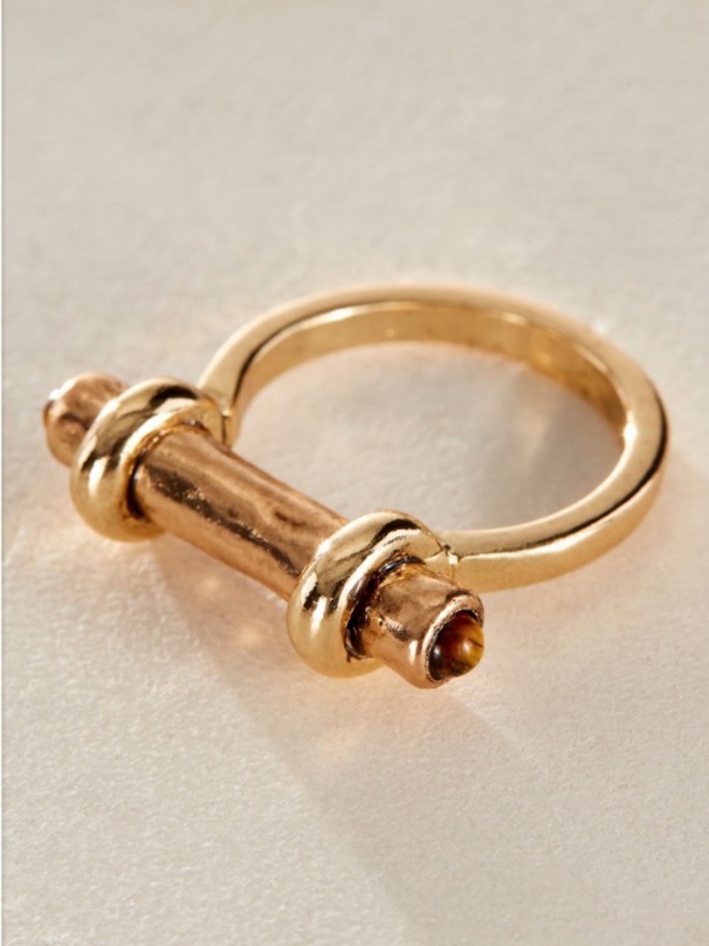 Free People Gold Bar Ring with Semi Precious Stone